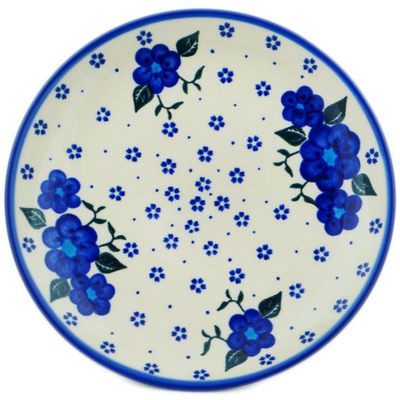 Polish Pottery Dessert Plate 7&frac12;-inch Blue Poppies Spring