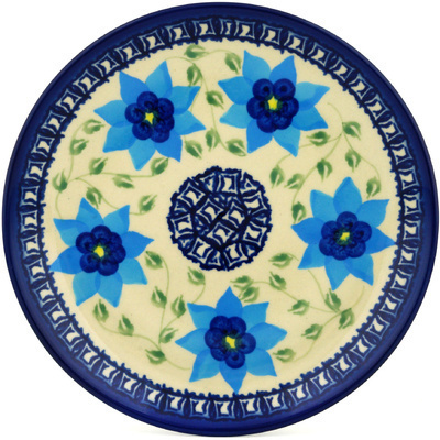 Polish Pottery Dessert Plate 7&frac12;-inch Blue Starflower