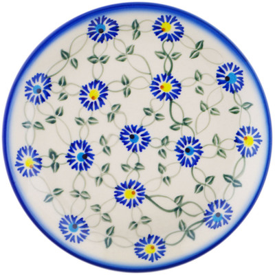 Polish Pottery Dessert Plate 7&frac12;-inch Blue Thistle Beauty