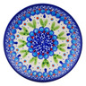 Polish Pottery Dessert Plate 7&frac12;-inch Blue Tulip Garden UNIKAT