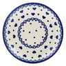 Polish Pottery Dessert Plate 7&frac12;-inch Blue Valentine Hearts