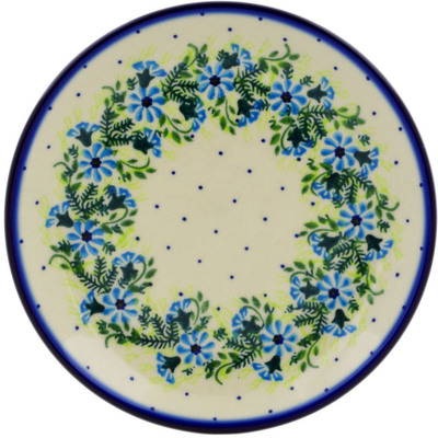Polish Pottery Dessert Plate 7&frac12;-inch Blue Wreath