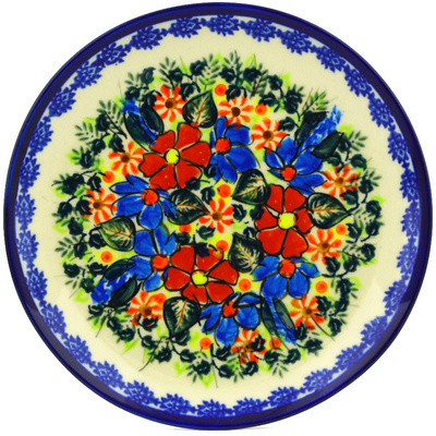 Polish Pottery Dessert Plate 7&frac12;-inch Bold Poppies UNIKAT