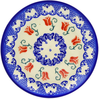 Polish Pottery Dessert Plate 7&frac12;-inch Butterfly Tulips