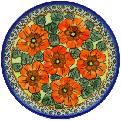 Polish Pottery Dessert Plate 7&frac12;-inch Fiery Poppies UNIKAT