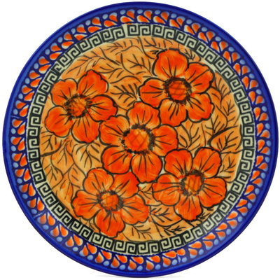 Polish Pottery Dessert Plate 7&frac12;-inch Fire Poppies UNIKAT