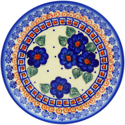 Polish Pottery Dessert Plate 7&frac12;-inch Greek Poppies