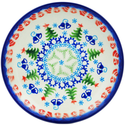 Polish Pottery Dessert Plate 7&frac12;-inch Jingle Bells In Tannenbaum