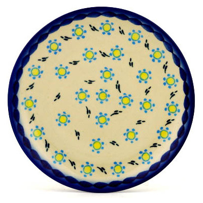 Polish Pottery Dessert Plate 7&frac12;-inch Neon Daisy Dot
