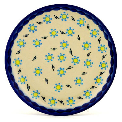 Polish Pottery Dessert Plate 7&frac12;-inch Neon Daisy Dot