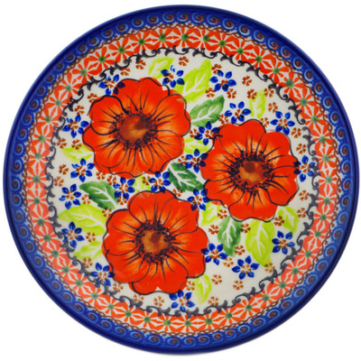 Polish Pottery Dessert Plate 7&frac12;-inch Orange Zinnia UNIKAT