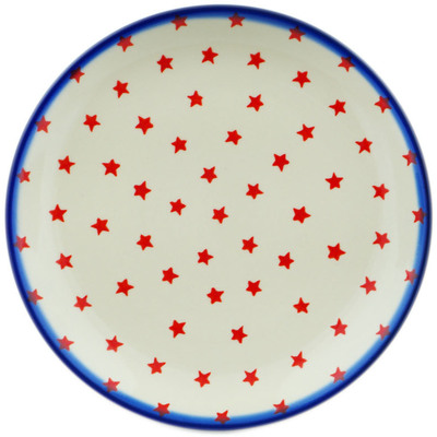 Polish Pottery Dessert Plate 7&frac12;-inch Red Stars Of Pride