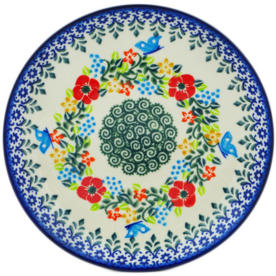 Polish Pottery Dessert Plate 7&frac12;-inch Ring Of Meadow Flowers