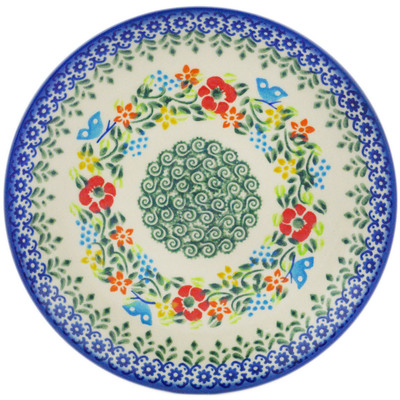 Polish Pottery Dessert Plate 7&frac12;-inch Ring Of Meadow Flowers