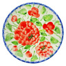 Polish Pottery Dessert Plate 7&frac12;-inch Ruby Hydrangea UNIKAT