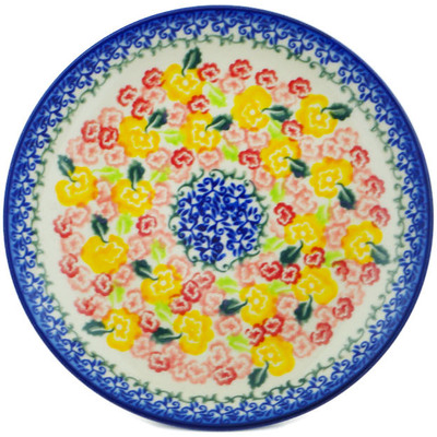Polish Pottery Dessert Plate 7&frac12;-inch Starburst Blooms