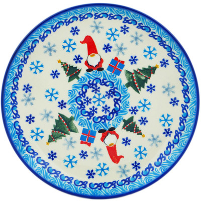 Polish Pottery Dessert Plate 7&frac12;-inch Winter Gnome