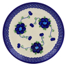 Polish Pottery Dessert Plate 7.5 inch Blue Poppies