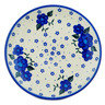 Polish Pottery Dessert Plate 7.5 inch Blue Poppies Spring