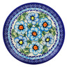 Polish Pottery Dessert Plate 7.5 inch Bold Blue Poppies UNIKAT