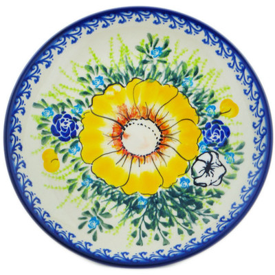 Polish Pottery Dessert Plate 7.5 inch Bright Blooms UNIKAT