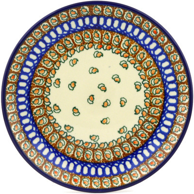 Polish Pottery Dessert Plate Acorn Dance UNIKAT