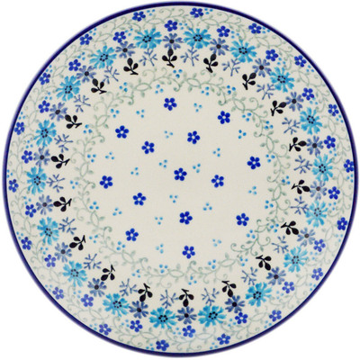 Polish Pottery Dessert Plate Baby Blue Garden