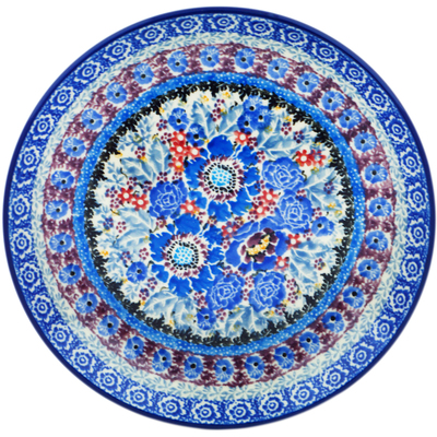 Polish Pottery Dessert Plate Beautiful Blues UNIKAT