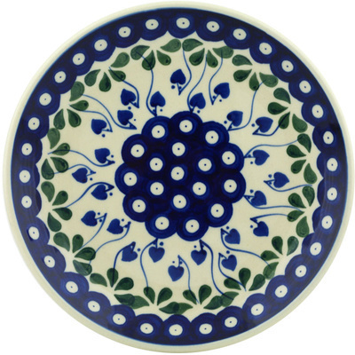 Polish Pottery Dessert Plate Bleeding Heart Peacock