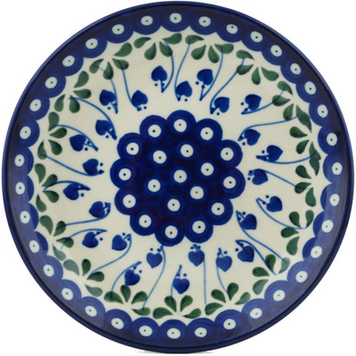 Polish Pottery Dessert Plate Bleeding Heart Peacock