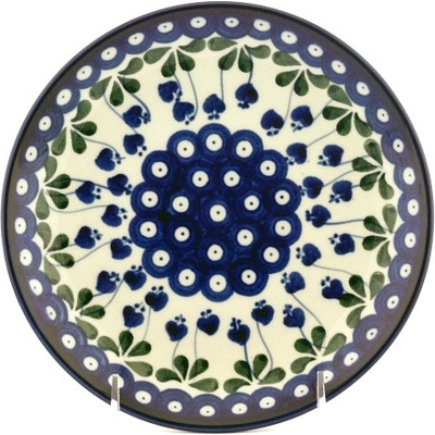 Polish Pottery Dessert Plate Bleeding Heart Peacock