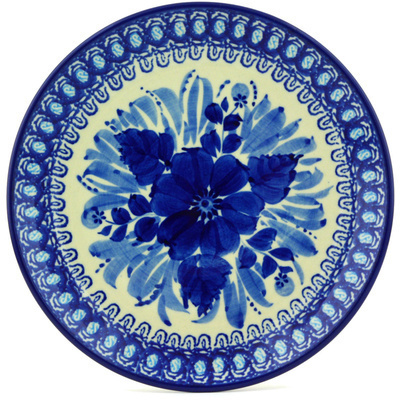 Polish Pottery Dessert Plate Bleu Boquet UNIKAT