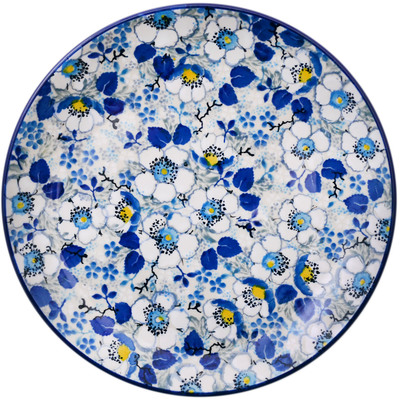 Polish Pottery Dessert Plate Blossoming Blues UNIKAT