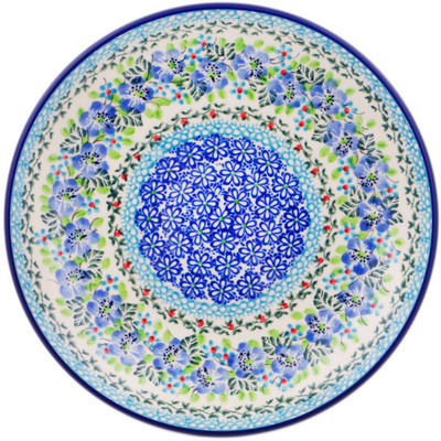 Polish Pottery Dessert Plate Blue Bouquet UNIKAT