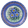 Polish Pottery Dessert Plate Blue Bud Delight UNIKAT