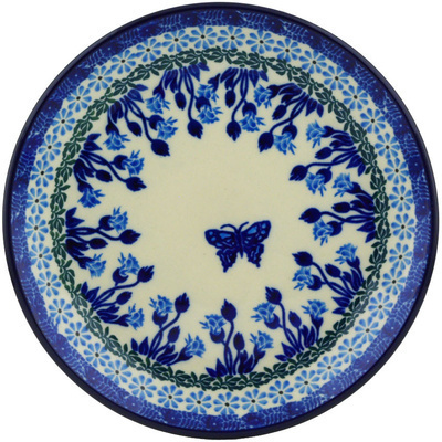Polish Pottery Dessert Plate Blue Butterfly