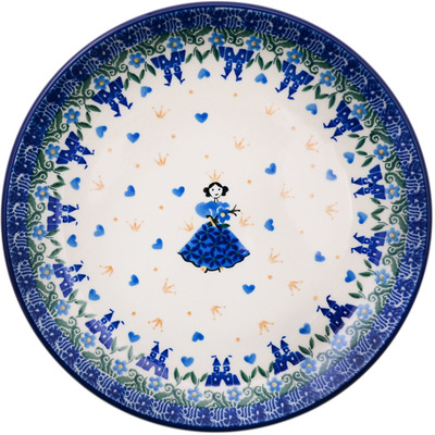 Polish Pottery Dessert Plate Blue Castle Princess