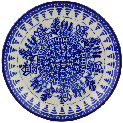 Polish Pottery Dessert Plate Blue Cottage UNIKAT