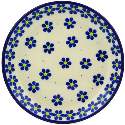 Polish Pottery Dessert Plate Blue Daisies