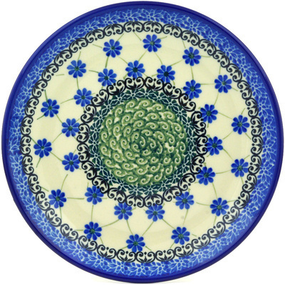 Polish Pottery Dessert Plate Blue Daisies