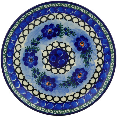 Polish Pottery Dessert Plate Blue Delight UNIKAT