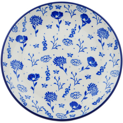 Polish Pottery Dessert Plate Blue Flora
