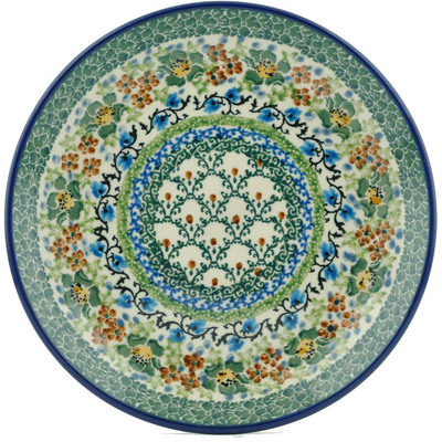 Polish Pottery Dessert Plate Blue Forget-me-nots UNIKAT