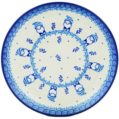 Polish Pottery Dessert Plate Blue Gnome