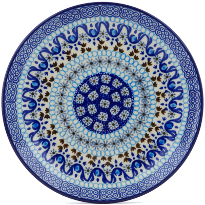 Polish Pottery Dessert Plate Blue Ice