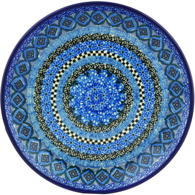 Polish Pottery Dessert Plate Blue Kaleidoscope UNIKAT