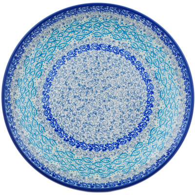 Polish Pottery Dessert Plate Blue Lagoon Whimsy UNIKAT