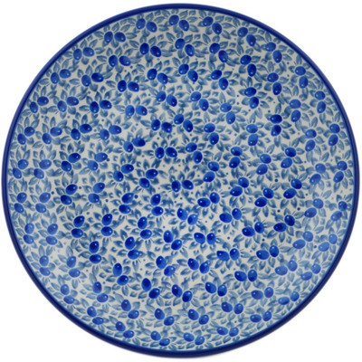 Polish Pottery Dessert Plate Blue Olive Waves