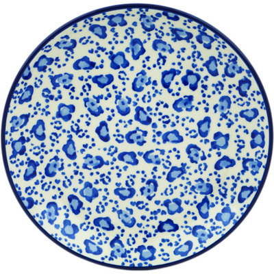 Polish Pottery Dessert Plate Blue Pips