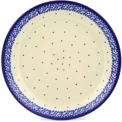 Polish Pottery Dessert Plate Blue Polka Dot